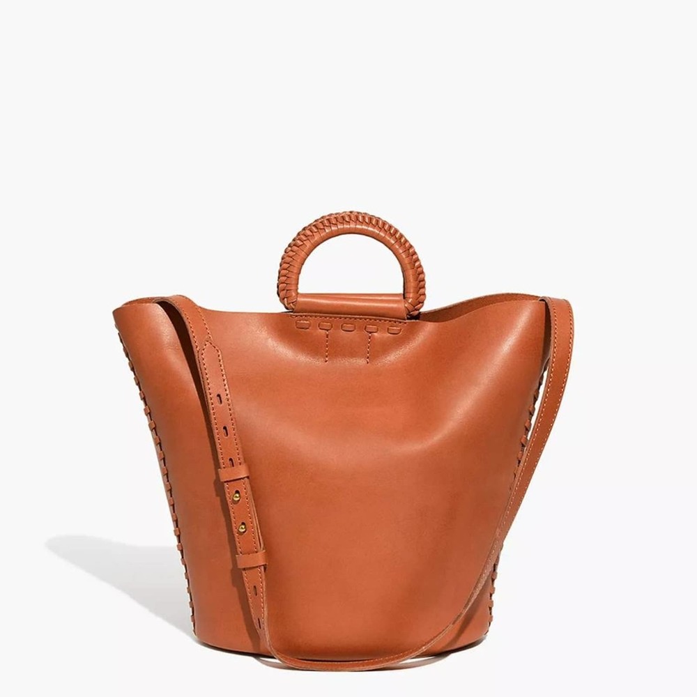 MADEWELL The Nashville Whipstitch Tote Cognac Brown